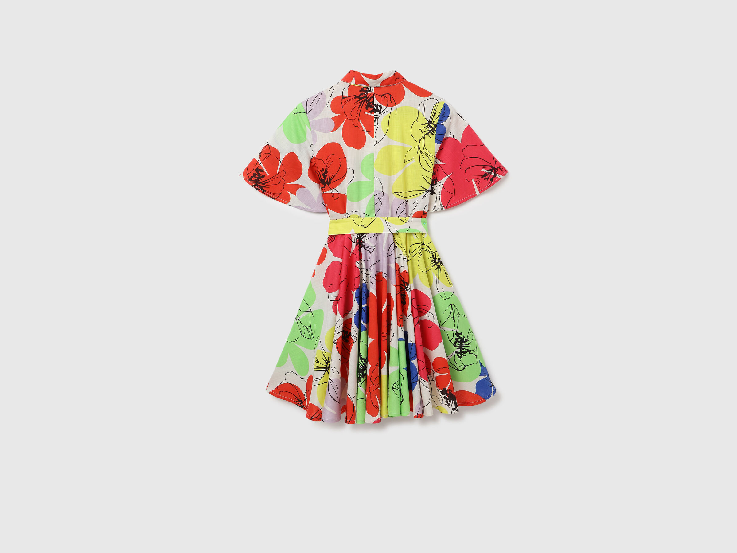 S/S PRINTED SHORT FLARE DRESS WITH BELT image number 8